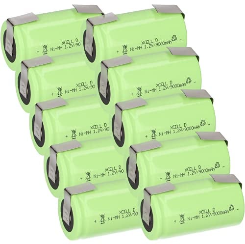 10x XCell Mono D Akku Zelle 9000mAh / 1,2V / NIMH mit U-Lötfahne - Hochleistungs- Markenzelle in Industriequalität AKKUman Set