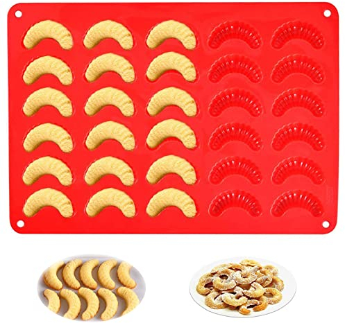 Cake Mould Chocolate 30 Holes Mould Praline Mould Made of Silicone Mould Vanilla Cipfer Baking Tray Temperature Resistant for Chocolates, Parfait,Ice Crafts, Red