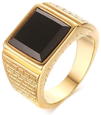 Aotiwe Wedding Ring for Men, Guy Gifts for Men Black Agate Ring Band Black Size R 1/2 for Anniversary Birth