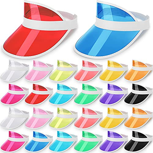 26 transparente Sonnenblenden aus Kunststoff, UV-Schutz, Poker-Visierhut, bunt, Unisex, Sonnenblenden für Damen und Herren, Wie auf den Bildern gezeigt., Einheitsgröße