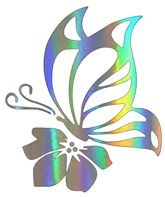 Auto aufkleber,Ekakashop Blume Schmetterling reflektierende Sticker Selbstklebende Autoaufkleber Abziehbilder Stoßstangen Karosserie Fensteraufkleber Laptop Styling Dekoration Aufkleber,15.2 * 12.8cm