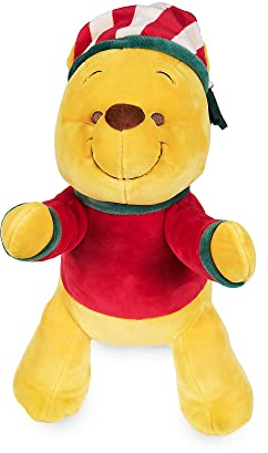 Disney Store Offizielles mittelgroßes Kuscheltier Winnie Puuh, 35 cm, Klassische Figur als Kuscheltier, Bär mit Weihnachts-Oberteil und -Hut sowie Stickereien und weicher Oberfläche, ab 12 Monaten