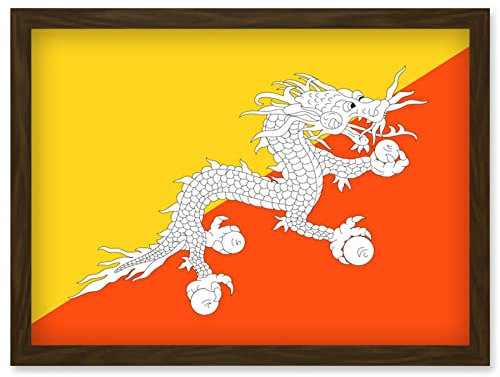 Artery8 Bhutan National Flag Patriotic Vexillology World Flags Country Region Poster Artwork Framed Wall Art Print A4