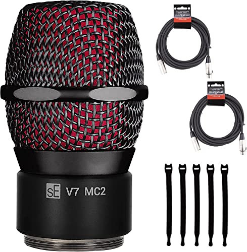 sE Electronics - V7 MC2 Mic Capsule for Sennheiser Wireless - Black - Bundle with 2 XLR Cables and 5 Cable Ties