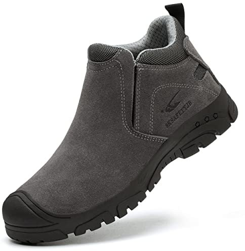 Micoklinlin Zapatos de trabajo para hombre, ligeros, zapatos de seguridad para soldadores, zapatos de seguridad para hombre, impermeables, gris, 38 EU