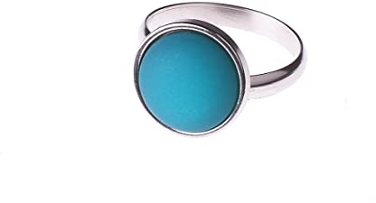 Adi-Modeschmuck verstellbarer Ring 'Elisa', 12mm Polaris Cabochon in einer in der Größe verstellbaren Fassung aus Edelstahl, handgefertigt in Berlin (Petrol)