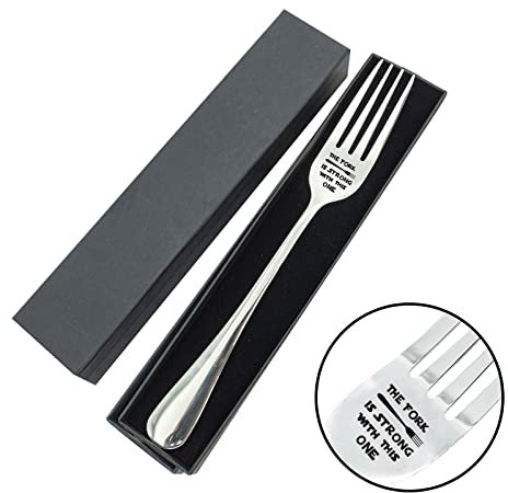 VICKHU La forchetta è forte con questa forchetta incisa al laser regalo per i fan di StarWars, festa della mamma/festa del papà/regali di San Valentino (la forchetta è forte)