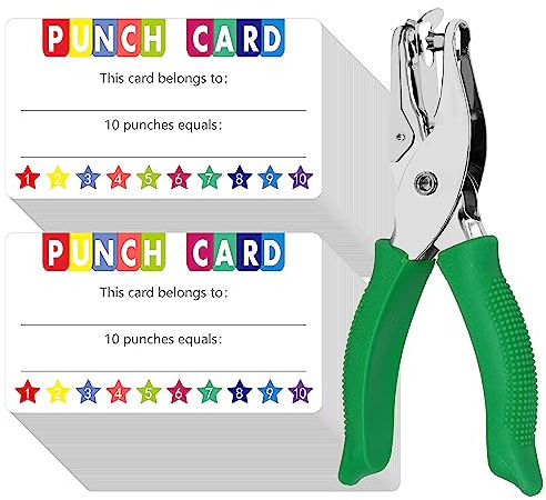Lot de 200 cartes perforées, carte d'incitation avec kit de perforation portable en forme d'étoile, cartes de récompense de fidélité pour salle de classe, comportement des étudiants, 8.8cm x 5cm