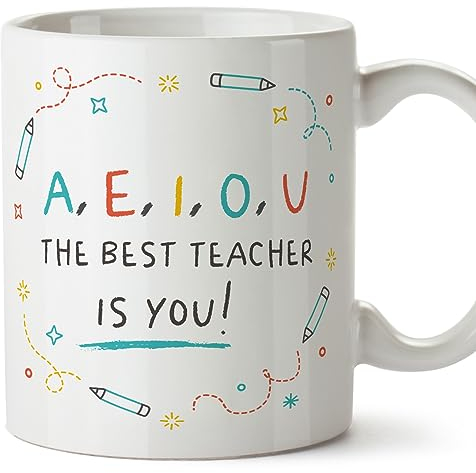 MUGFFINS Tazas para PROFESOR - En Inglés - Best teacher are you - 11 oz / 330 ml - Regalo original y divertido