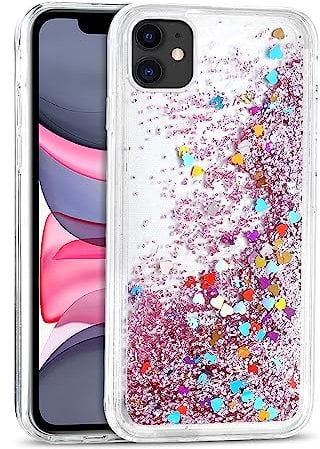 SharkProten Case for iPhone X/XS Cases Cover TPU Shockproof Glitter Liquid Crystal Quicksand Transparent Painted Phone Shell Slim Fit Bumper Clear Case Pink