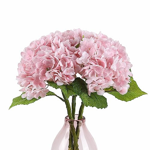 Duovlo Künstliche Hortensien, 53,3 cm, realistisch, fühlt sich echt an, lebensechte Blumen, Hochzeit, Zuhause, Büro, Hecor Party, Tischdekoration (Hellrosa)