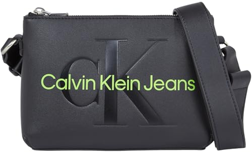 Calvin Klein Jeans Damen Umhängetasche Klein, Schwarz (Black/Dark Juniper), Einheitsgröße