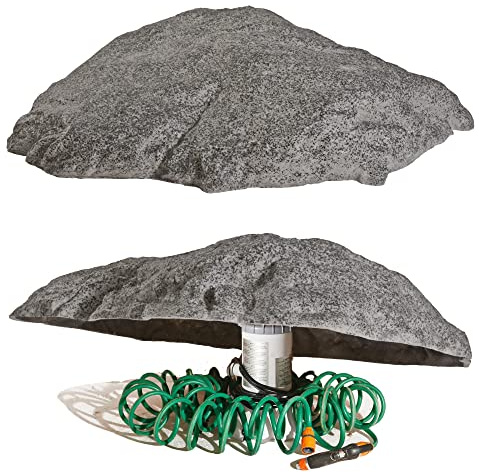 GARTENDEK Kunstfelsen XL-01 Ø80 cm Grau – Hohler Abdeckstein & Dekofelsen für Kanaldeckel, Septikdeckel, Klärgrube, Ventilbox, Brunnenkopf – 125 × 97 × 23 cm, GFK-Komposit, 16 kg, frostfest