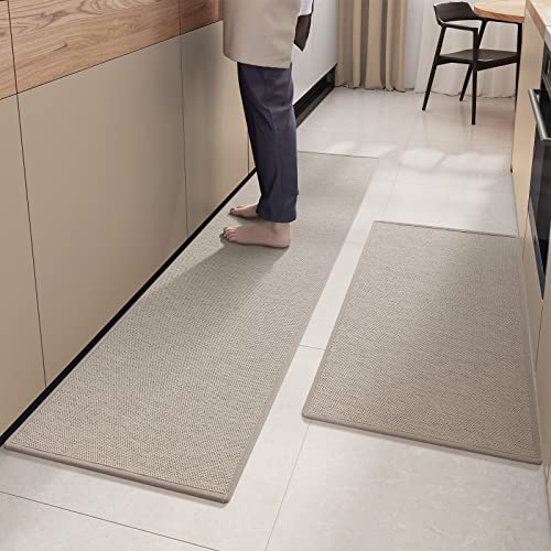 Color G 2 Stück Küchenläufer, Küchenteppich Waschbar Rutschfest, Teppich Läufer Küche, Teppich Küche Leicht Zu Reinigen, Saugfähig, Küchenmatte für Küche, Esszimmer, Waschküche (Beige, 43x75+43x150cm)