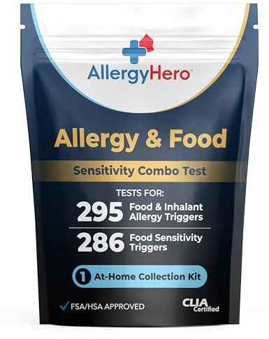 Allergy Hero Comprehensive Allergy & Food Sensitivity Combo Test Kit – 581 Food & Environmental Items Tested – for Adults & Kids – Easy & Pain-Free at-Home Collection with Accurate Results
