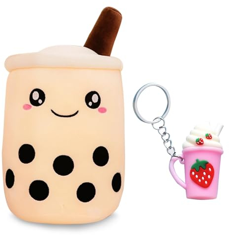 AYNKH Belle poupée en Peluche de Dessin animé, Boba en Forme de thé au Lait Doux Oreiller Peluche Jouet, Porte - clés Rose, Peau Pro Confortable Coussin Partie Cadeau d'anniversaire Le Plus Populaire
