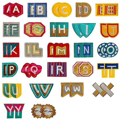 Buchstaben Aufnäher zum Aufbügeln 52 Stück, Glitzer Patches Schriftzug, Genähte Stickerei Kleidung Patches (WordArt)