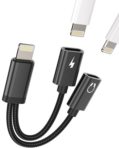 Lightning Jack Auriculares Accesorios Cable Aux Auriculares Cargador Auriculares Adaptador Divisor Cargador Headphone Enchufe para Apple Iphone 14 13 12 11 Pro Max 7 8 Plus X SE XS XR para iPad Air