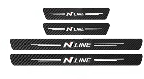 SenhE 4 Stück Kohlefaser Türschweller Aufkleber für Hyundai N LINE i20 i30 Accent Tucson Elantra Kratzfest Einstiegsleisten Türschweller Dekorative Automobile Schritt Platte Film protecteur