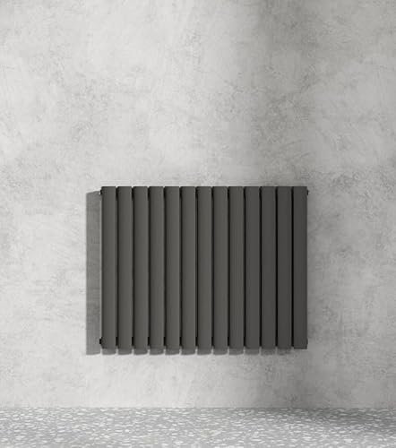 600 x 767mm Bathroom Radiator Anthracite Horizontal Column Radiators Oval Panel Designer Double
