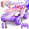 DEERC Voiture télécommandée rose filles avec brouillard et musique, voiture RC 1:16 avec lumières LED pour enfants, camion SUV tout-terrain 2,4 GHz, véhicule de course tout-terrain, jouets pour filles