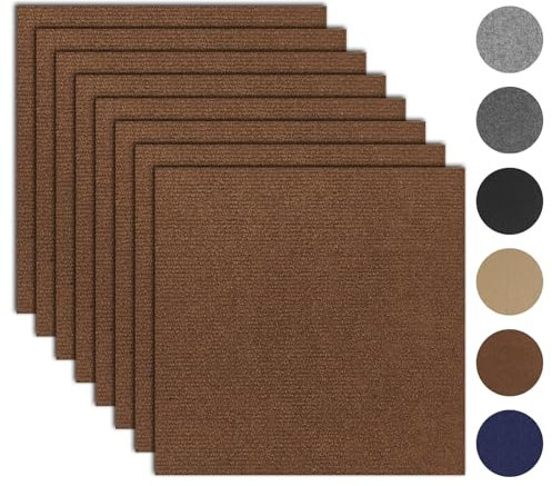 10Pcs Carpet Tiles Peel and Stick 12”x 12” Non-Slip Self Adhesive Squares Carpet Floor Tile Reusable Waterproof Carpet for Living Room Bedroom