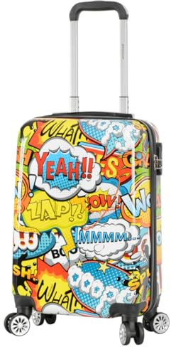 Cabin Size Suitcase Comic Print Hard Shell Four Wheel Luggage