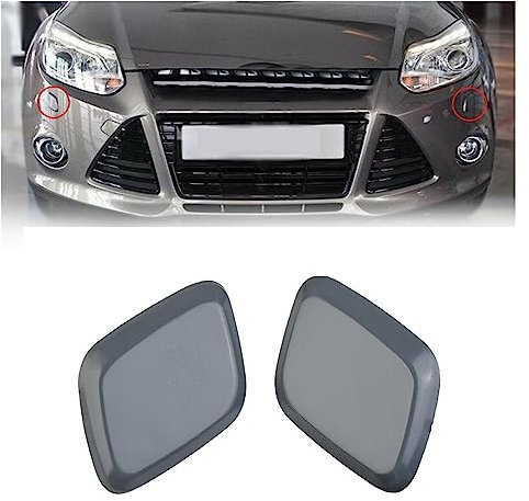 HSENY 1 Paar Kunststoff Grau Scheinwerfer Scheinwerfer Waschanlage Jet Abdeckung Kappe Fit for Ford Fit for Focus 2012-2014 Scheinwerfer Waschanlage Jet Cap
