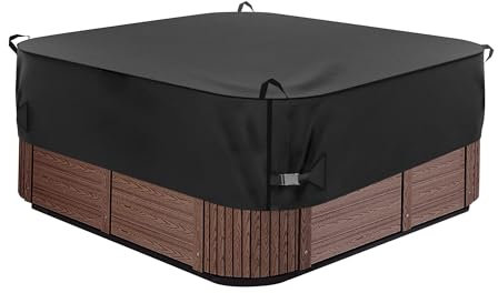 Neuradical Whirlpool-Abdeckung 228x228x50.8cm 600D strapazierfähiges Oxford-Gewebe, wasserdichter SPA-Abdeckung für Whirlpool, Outdoor-SPA-Hardcover-Schutz, UV-beständige wasserdichte, schwarz