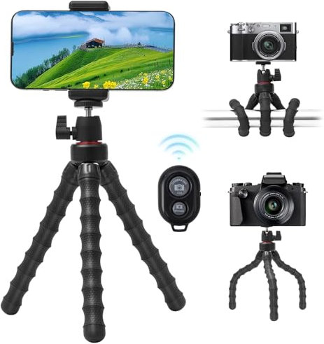 YIIFELL Handy Stativ, Mini Stativ FüR Smartphone Und Kamera, Tripod Smartphone iPhone Handy Stativ Mit FernauslöSer, 360° Drehbarer Stativ Handy FüR DSLR Kamera