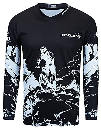 Kinder Radtrikot für Jugendliche Mountainbike Jungen Motocross Langarm Shirts Downhill Shirt Mädchen Fahrradfahren Biker Rennbekleidung Weiß/Schwarz Größe XS