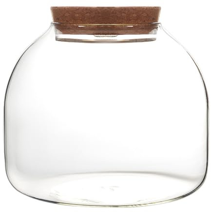 Neroyaner Glass Terrarium Glass Terrarium for Plants, 1600ml Plant with Cork Lid, Large Opening Jar for Mini Succulents Landscape Building