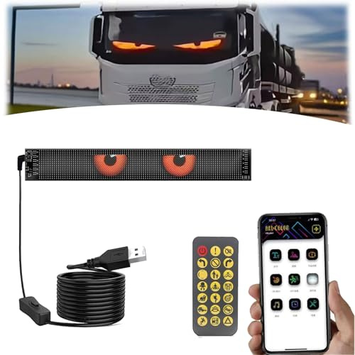 Donubiiu Led Augen für Pkw, Devil Eyes Licht für Auto Frontscheibe, Programmierbar Laufschrift Leuchtreklame Personalisiert Leuchtschild, mit APP-Steuerung und Fernbedienung (D)