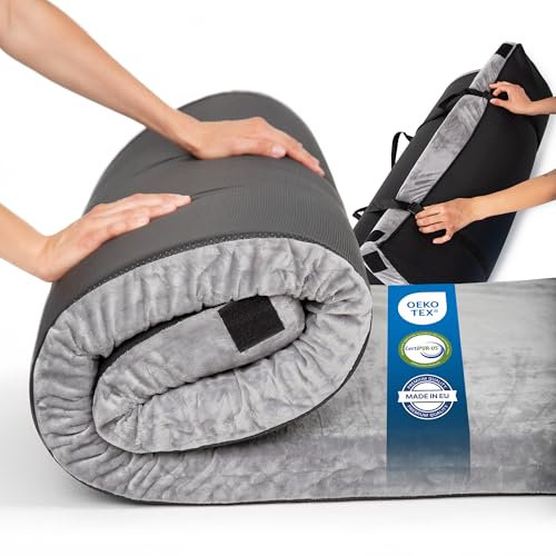 Schlafmatratze klappbar – Komfortable Bodenmatratze mit Memory Schaum, ideal als Campingmatratze, Gästebett klappbar oder Faltbare Matratze für Zelt & Outdoor-Abenteuer