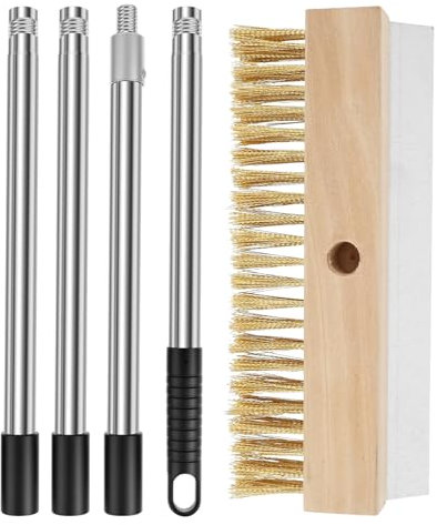 Brosse de Nettoyage pour Pierre à Pizza, résistant à la Chaleur, Outil de Nettoyage pour Barbecue 140 cm, avec racloir, Fournitures de Cuisine commerciales, pour Cuisine extérieure, Restaurant