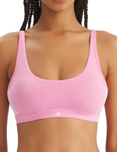 adidas Damen Scoop Bralette - Sport Active Essentials Cotton 3 Stripes - BH - Bequeme Unterwäsche