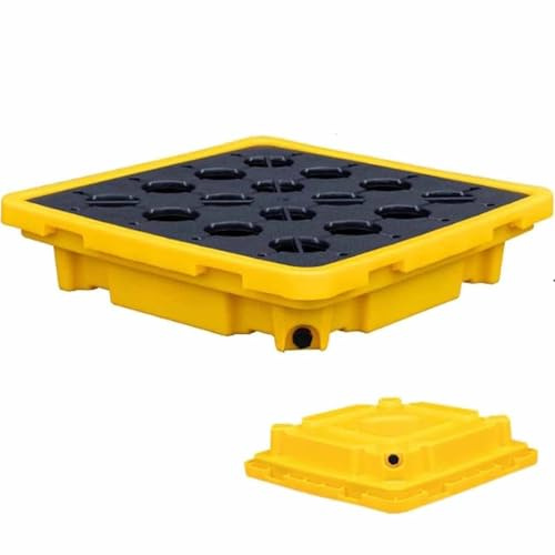 auffangwanne Für 1/2/4-Fässer Mit Abfluss- Und Gabelstaplertaschen, Modulare Auslaufsichere Wanne Für Tonnenfässer, Polyethylenbasis, Industrielle Auffangpalette,66 * 36 * 12cm