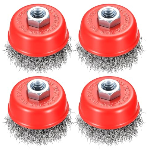 Peygre 4 Pcs Angle Grinder Wire Brush, 75mm, M14 Mount | Cup Wire Brush Set, Wire Wheel, for Rust Removal, Grinding and Cleaning