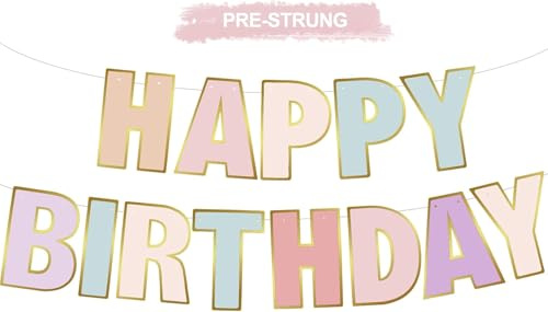 TONIFUL Vorbespanntes helles Regenbogen-Banner Happy Birthday, Hintergrundschild, Girlande, Regenbogen-Partyzubehör, Urlaubsdekorationen für Damen, Herren, Erwachsene, kein Basteln