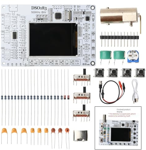 Gettimore DSO183 DC 5V Digitales Oszilloskop DIY Kit mit 500kHz Bandbreite, 1,5Msps Abtastrate, eingebautem Signalgenerator, Wellenformspeicher, Typ-C betrieben, für Elektronikbegeisterte und Bildung