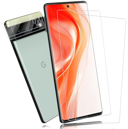 Carantee 2+2 Pièces Verre Trempé pour Google Pixel 6, avec Protection Caméra, Protection Écran 3D 0,33mm, Bords Anti-rayures, Dureté 9H, HD Transparent, Sans Bulles, Toucher Sensible, Vitre Protection