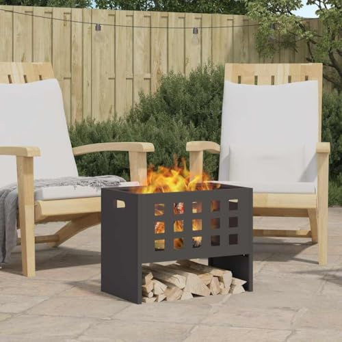 Ordellia Feuerstelle Schwarz aus Stahl 50 x 30 x 40 cm, kamin ofen Optik für terrasse garten haus, feuerstelle mit offenem Design, wohnzimmer deko, wärme und behaglichkeit im Außenbereich