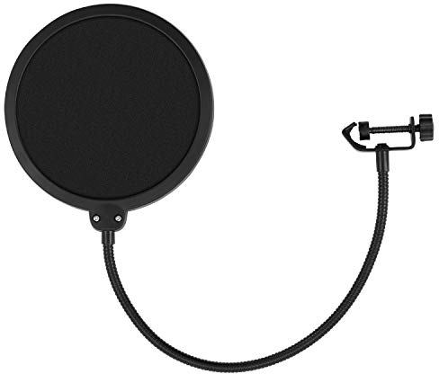 TIGER MSA21-BK Microphone Pop Filter - Double Layer Sound Shield - 360 Degree Flexible Gooseneck for Blue Yeti, AKG, Samson, Audio Technica and Focusrite Mics