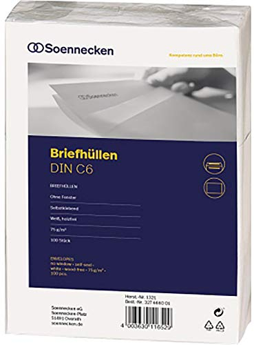 Soennecken Briefhülle 1321 C6 75g oF sk hf weiß 100 St./Pack.