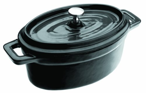 IBILI - Mini cocotte oval negra 15x10x6 cm, Hierro fundido, Apta para induccion