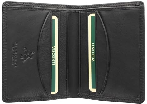 VISCONTI Heritage Collection Harley Compact Bi-Fold Leather Wallet RFID Blocking HT6 Black