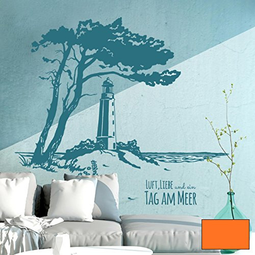 Wandtattoo Wandaufkleber Wandsticker Aufkleber Sticker Ostsee Hiddensee Leuchtturm & Spruch M1930 ausgewählte Farbe: *orange* ausgewählte Größe: *L*