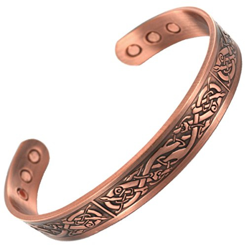 Magnatural PURE COPPER MAGNETIC BRACELET- ELEGANT, COPPER BANGLE WITH 6 POWERFUL MAGNETS Cuff Wrist Band for Women or Mens