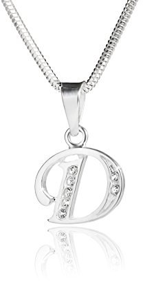 LILLY MARIE Damen Silberkette Silber 925 Buchstabenkette Anfangs-Buchstabe D klar längen-verstellbar Schmucketui Geschenk frau oder Freundin