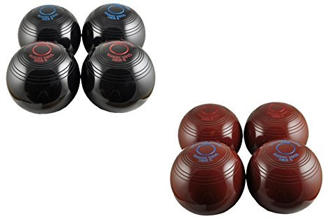 Drakes Pride BIASSED CARPET BOWLS IN B8300** (BLACK WITH RED & BLUE RINGS)